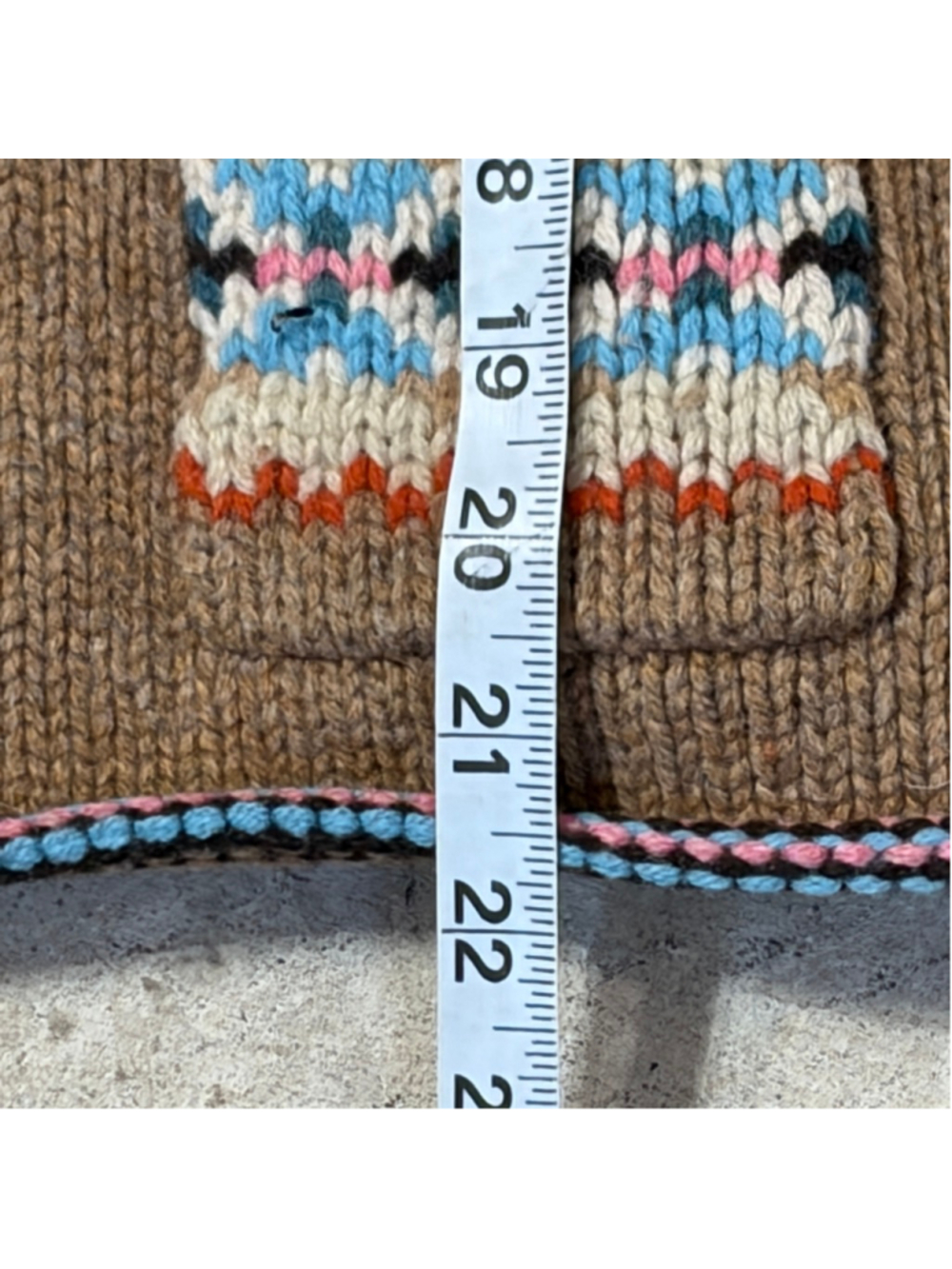 GAP Brown Fair Isle Lambswool Cardigan Women’s Large Button Front V-Neck Pockets - Picture 7 of 12